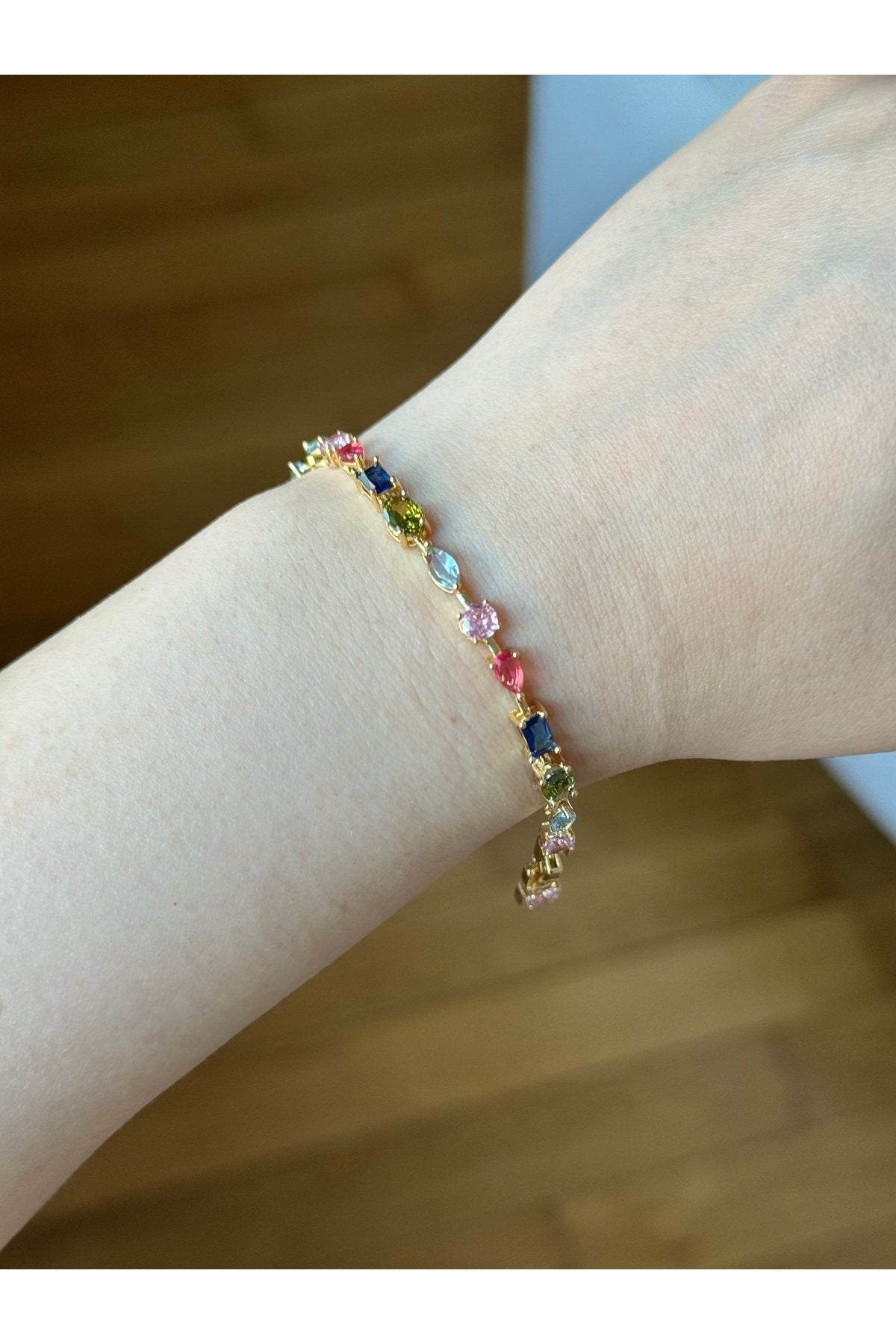 Gold Plated Zircon Stone Flower Bracelet
