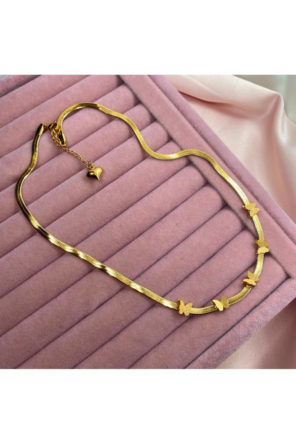 Steel Gold Color Italian Chain Butterfly Necklace