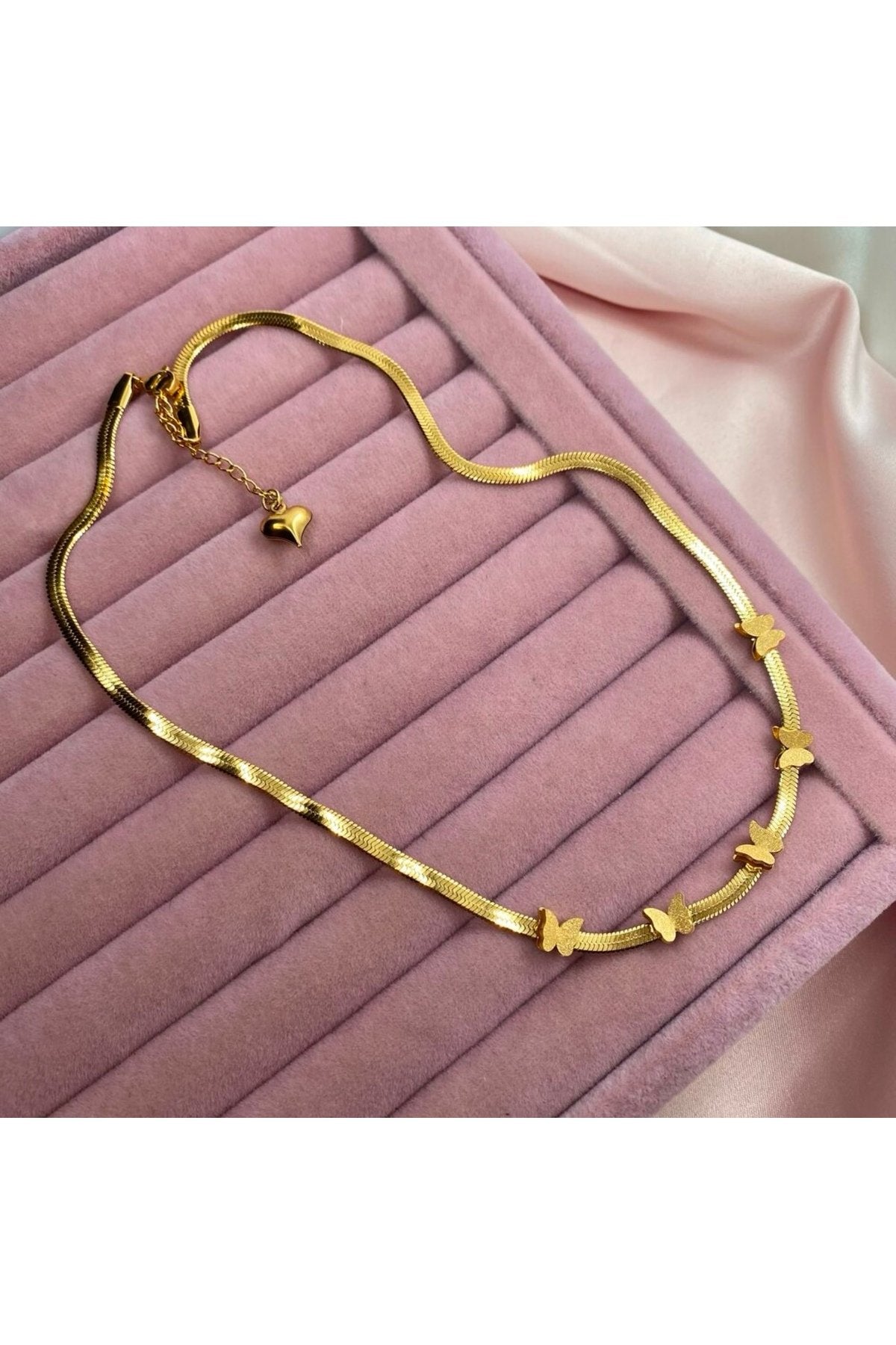 Steel Gold Color Italian Chain Butterfly Necklace