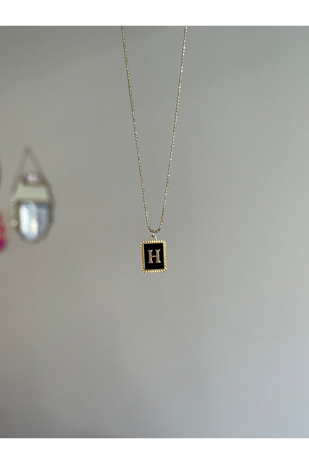 Gold Color Steel Letter H Necklace