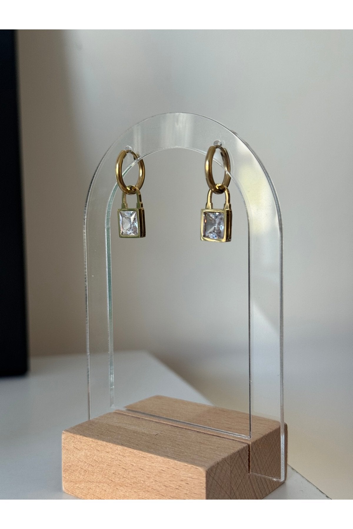 Steel Gold-Tone Dangle Earrings