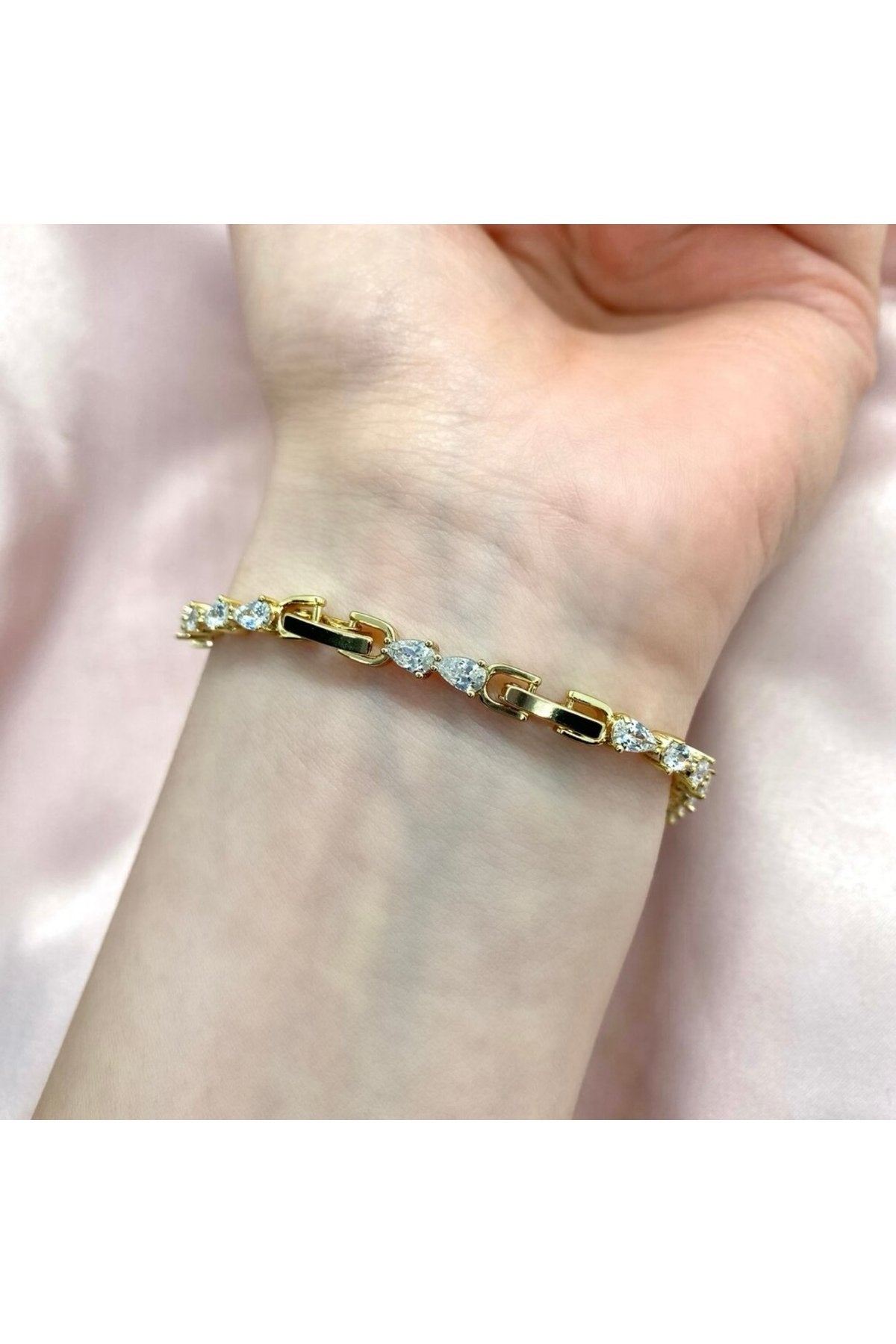 Gold Plated Full Zircon Stone Flower Bracelet