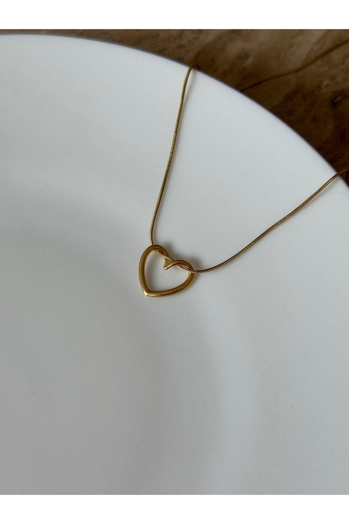 Steel Gold Tone Heart Necklace