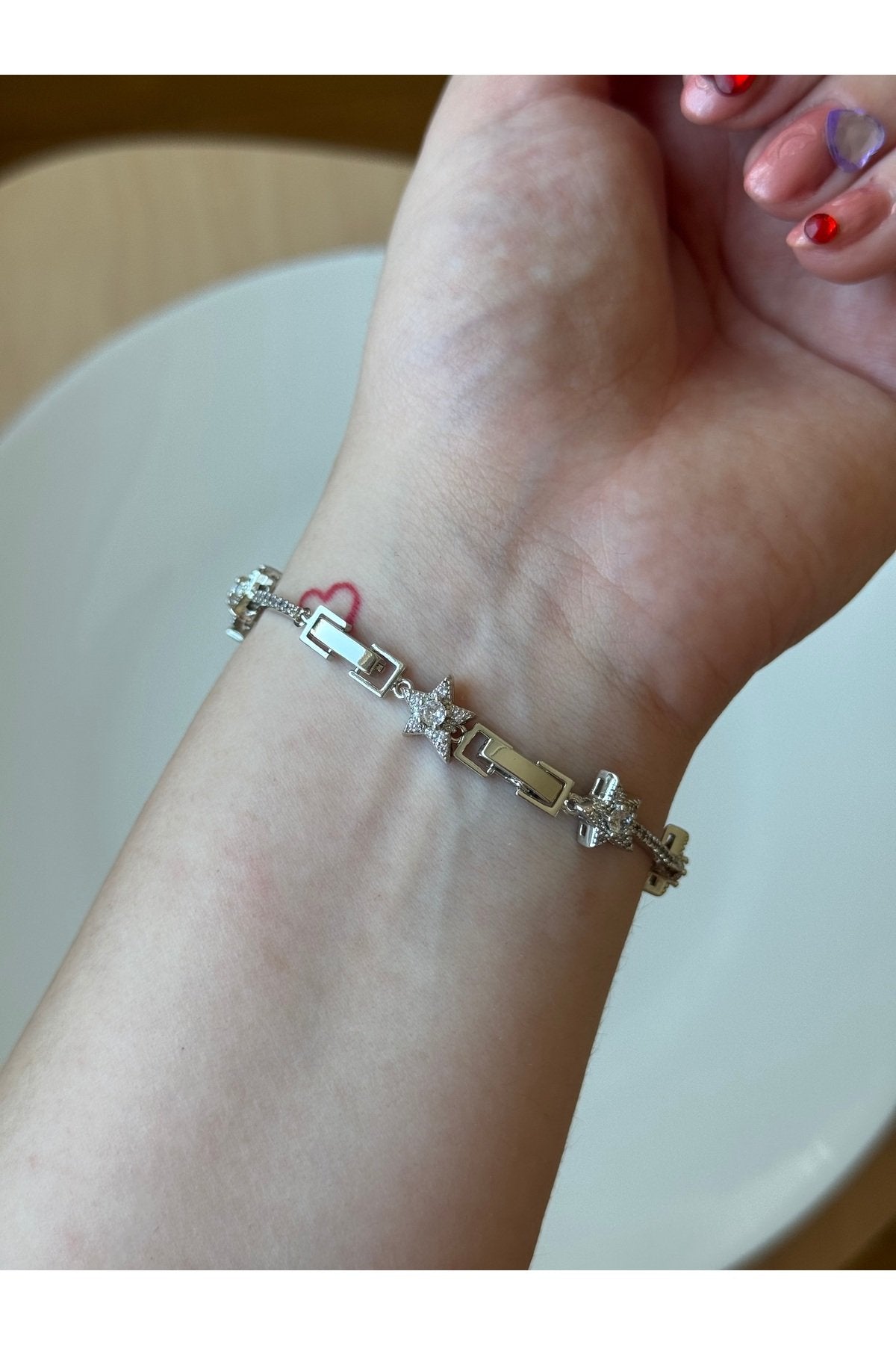 Silver Plated Zircon Stone Star Bracelet
