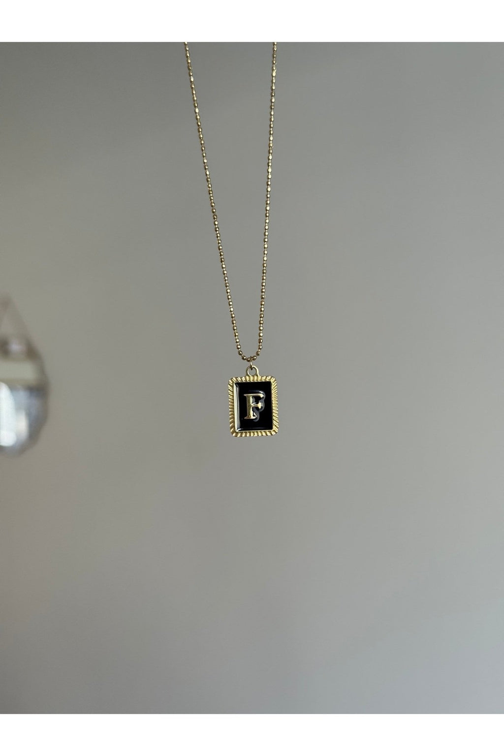 Steel Gold Color Letter F Necklace