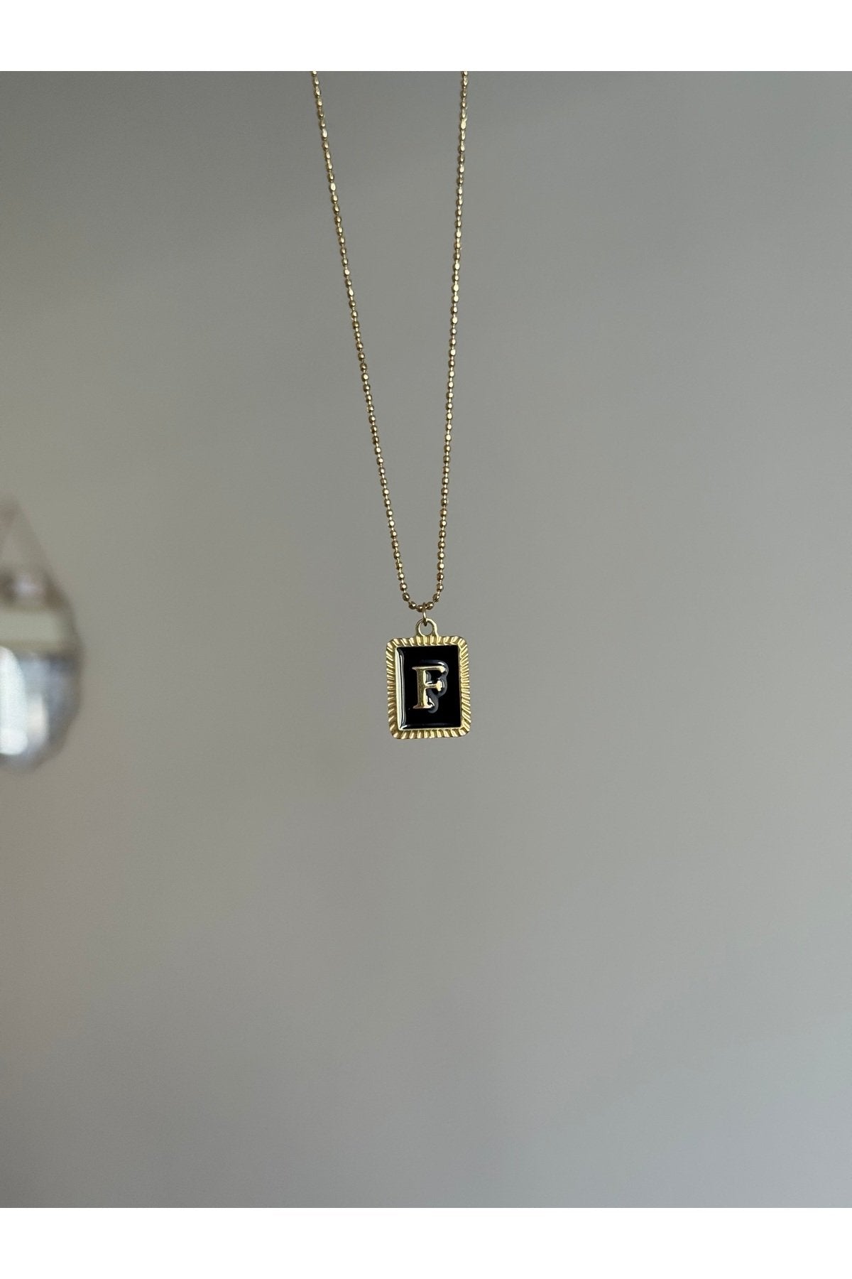 Steel Gold Color Letter F Necklace