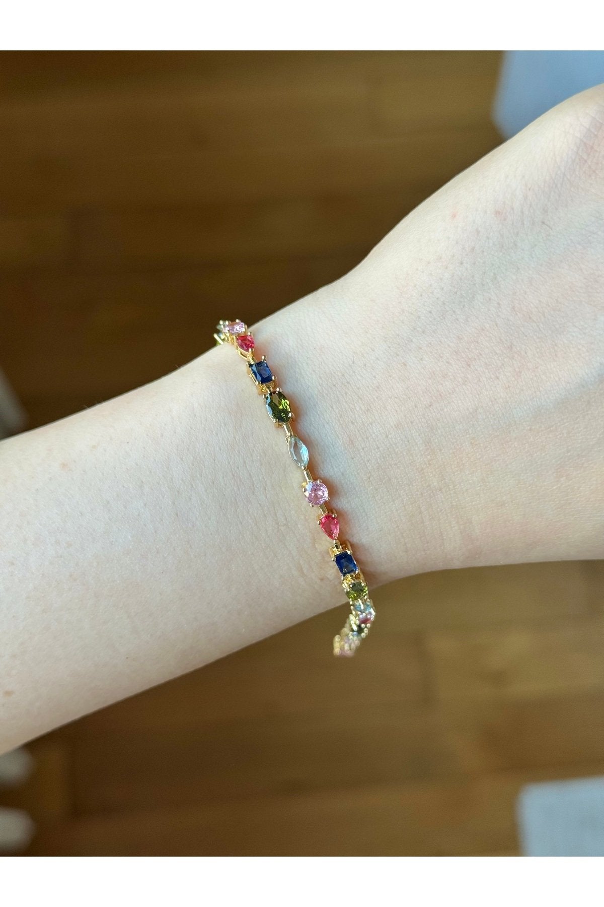 Gold Plated Zircon Stone Flower Bracelet