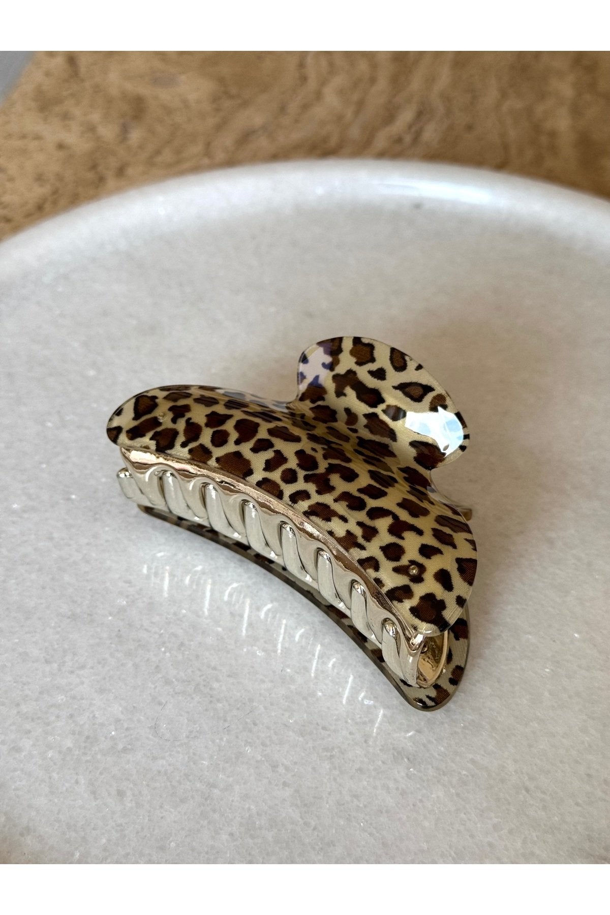 Kahverengi Leopar Desenli Mandal Toka