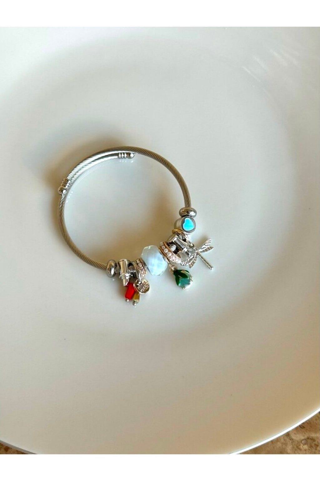Gümüş Kaplama Mavi Charm Bileklik