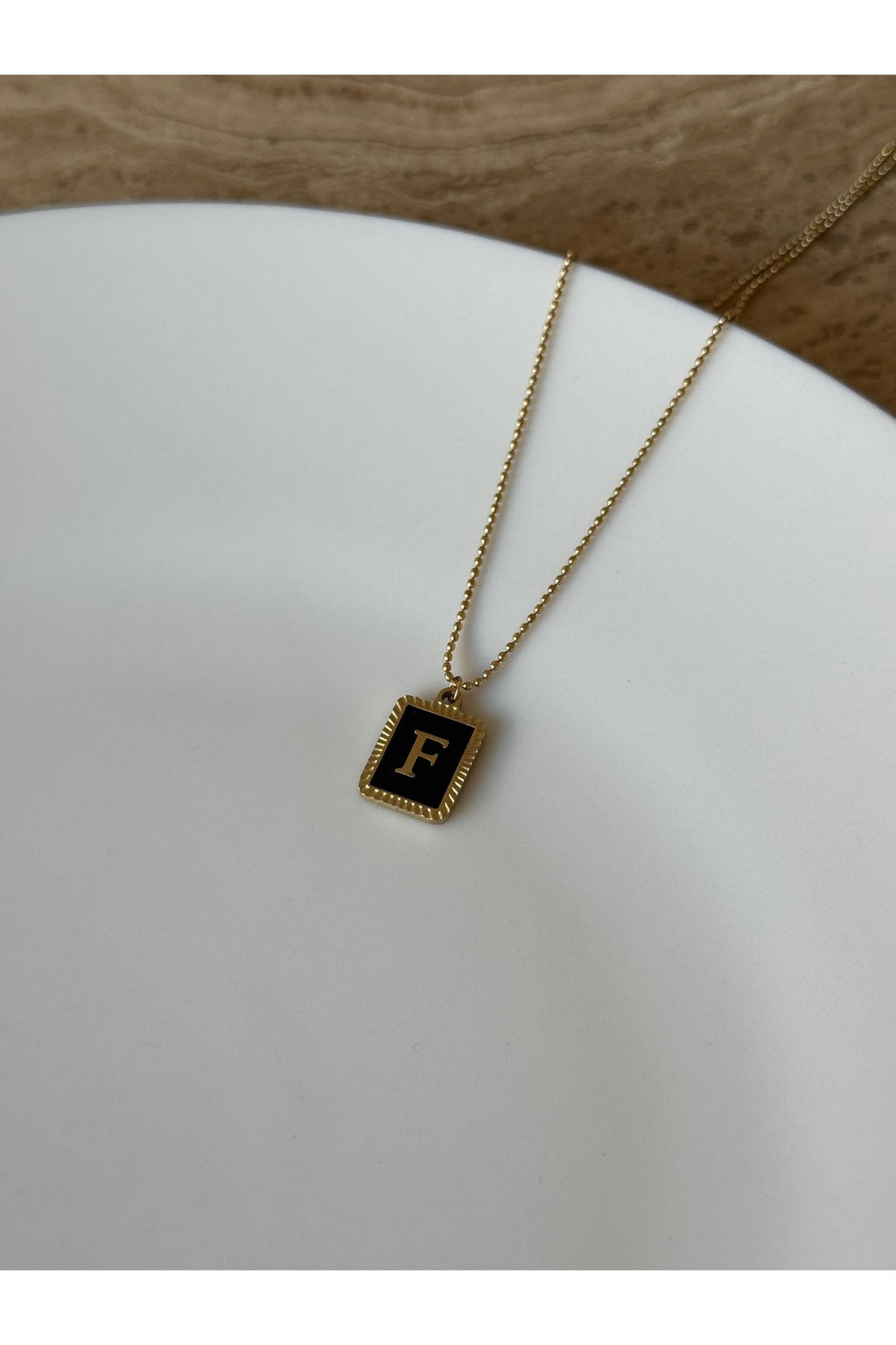 Steel Gold Color Letter F Necklace