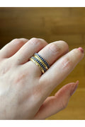 Gold Plated Navy Blue Zircon Stone Multi-Ring