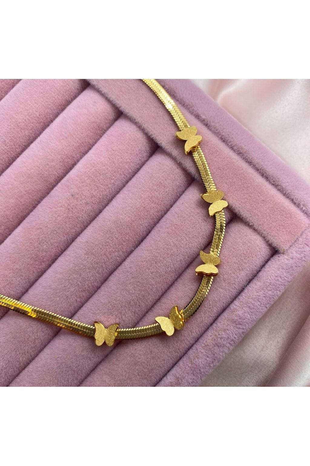 Steel Gold Color Italian Chain Butterfly Necklace