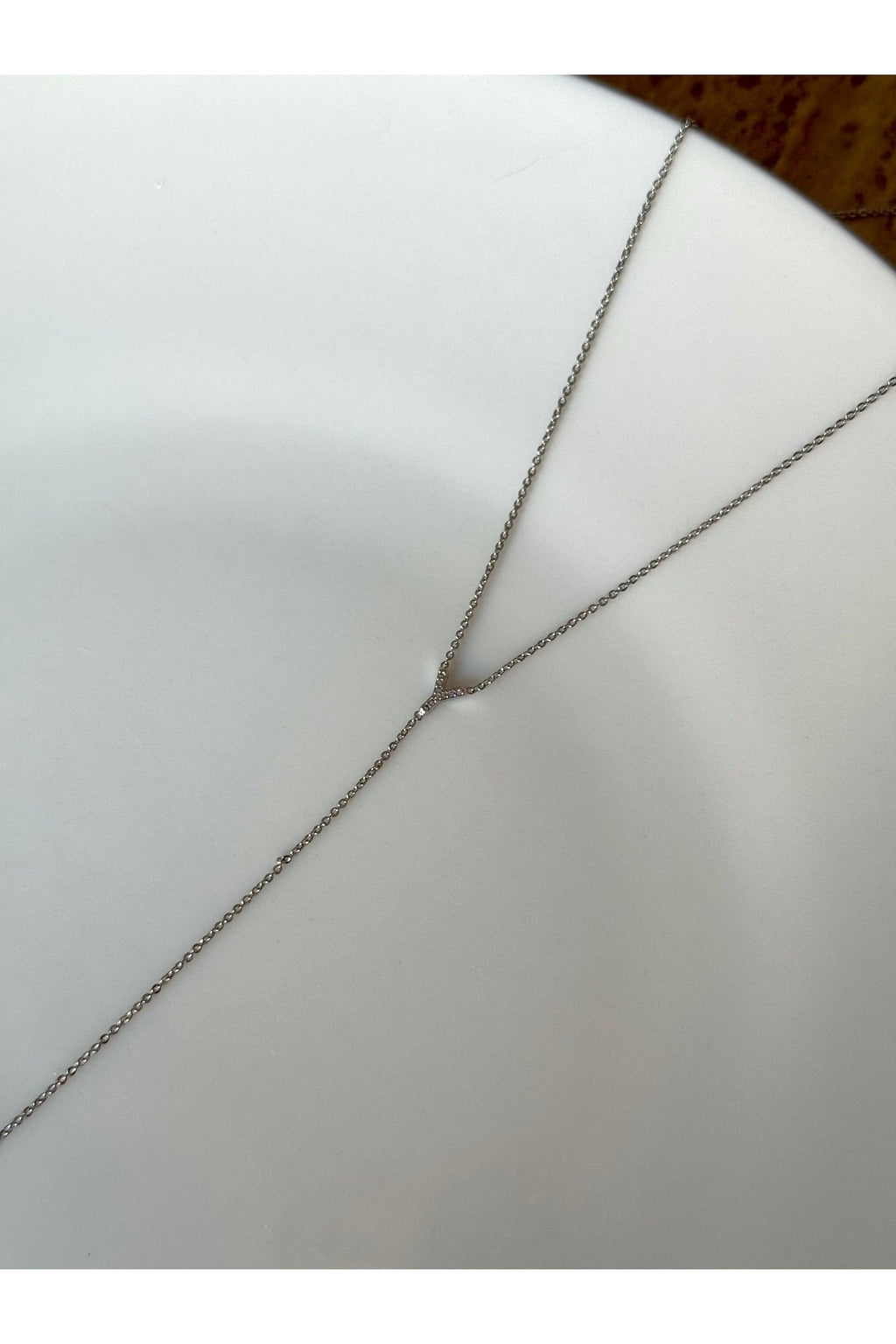 Silver Plated Zircon Stone Letter Y Necklace