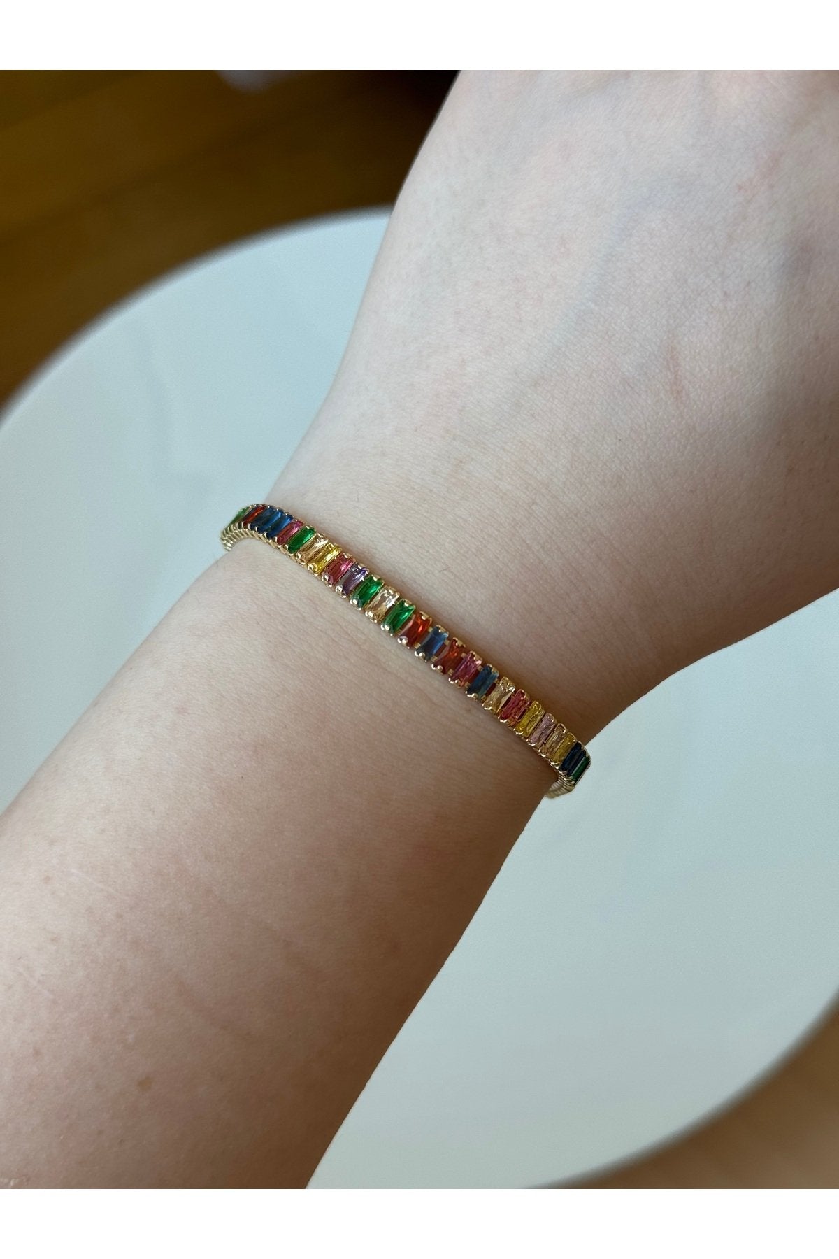 Gold Plated Colored Tennis Bracelet