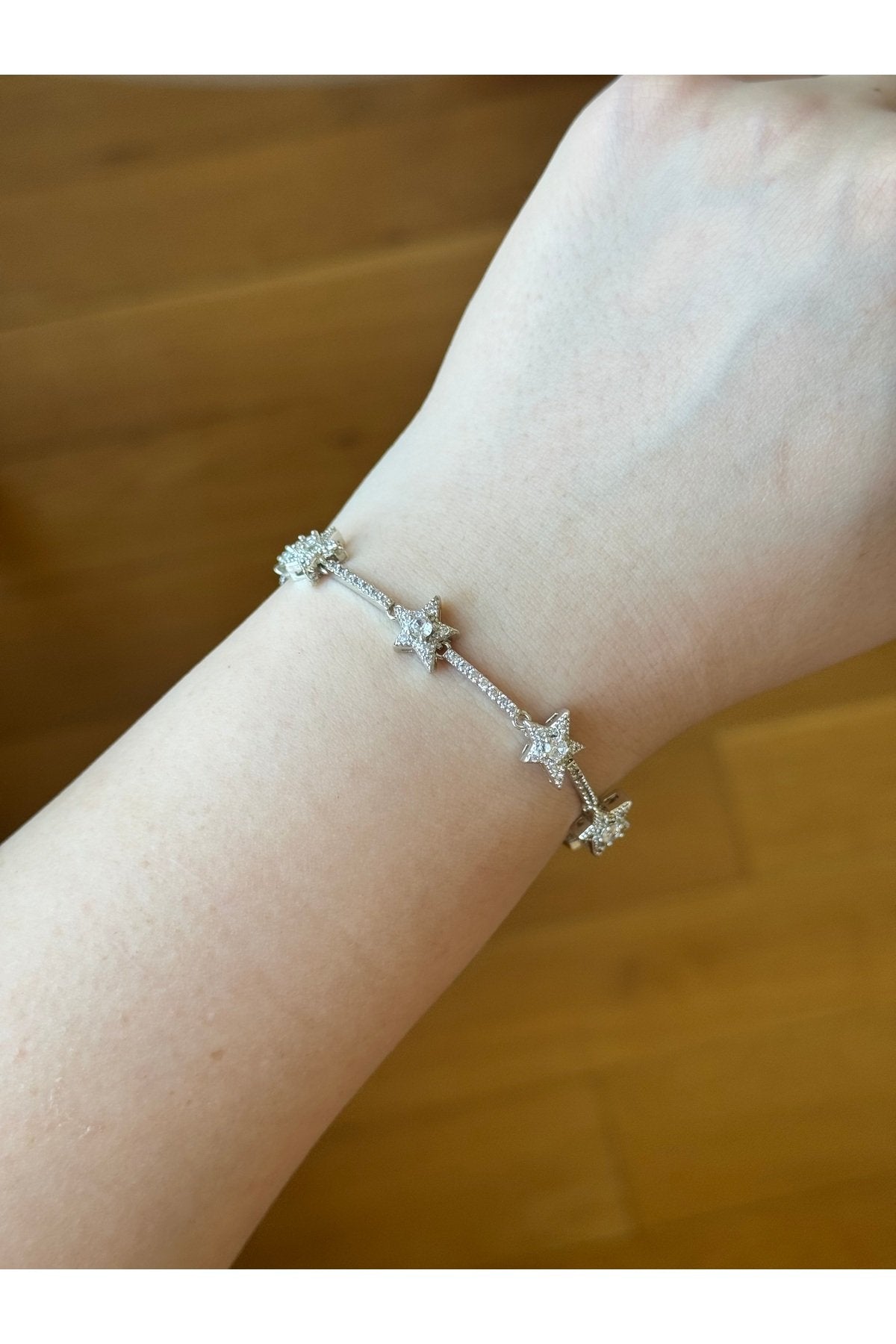 Silver Plated Zircon Stone Star Bracelet