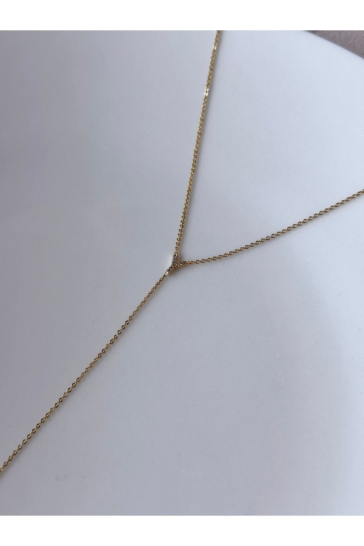 Gold Plated Zircon Stone Letter Y Necklace