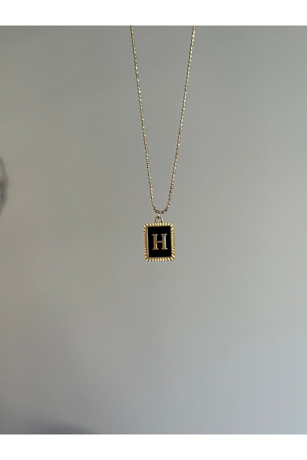 Gold Color Steel Letter H Necklace