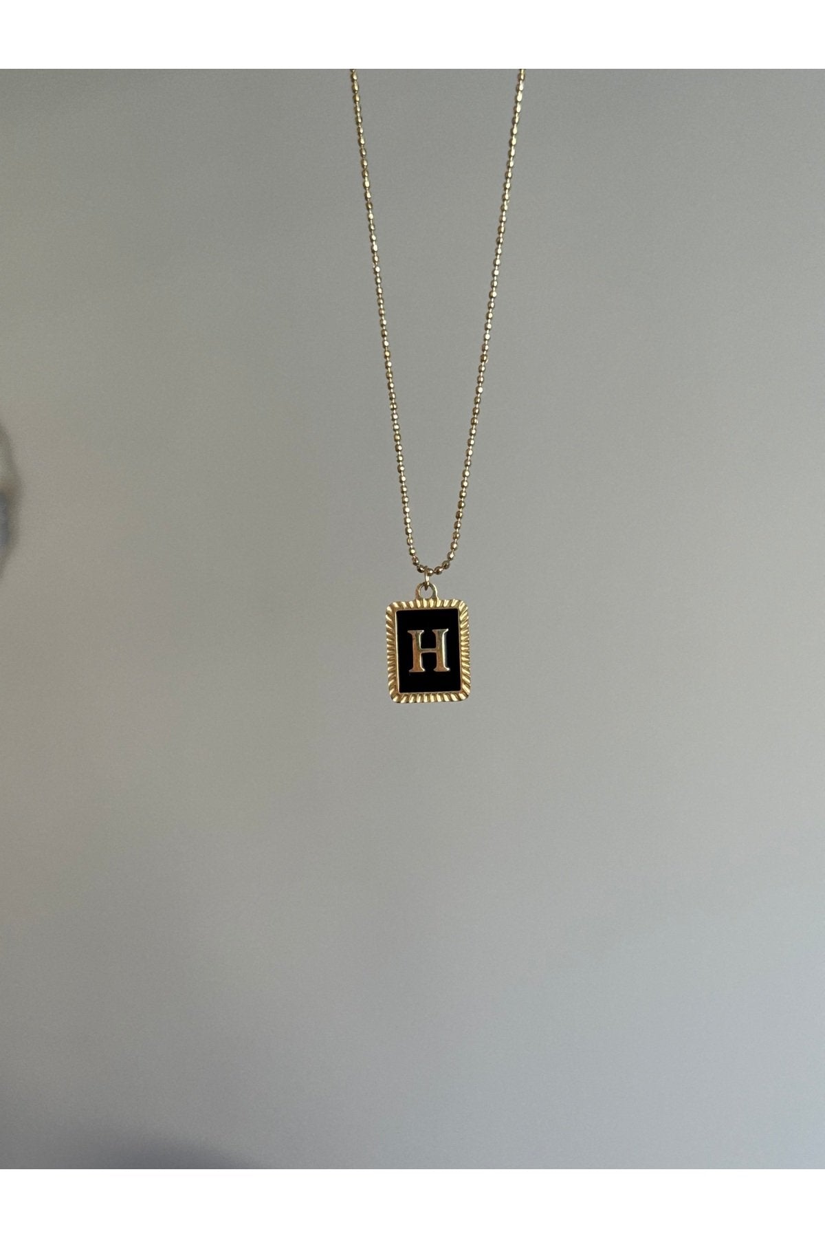Gold Color Steel Letter H Necklace