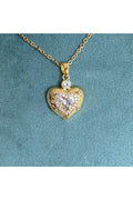 Steel Gold Tone Heart Necklace
