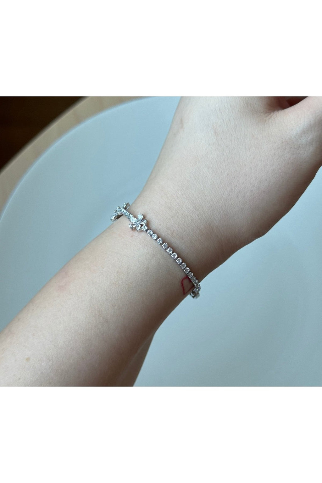 Silver Plated Zircon Stone Flower Bracelet