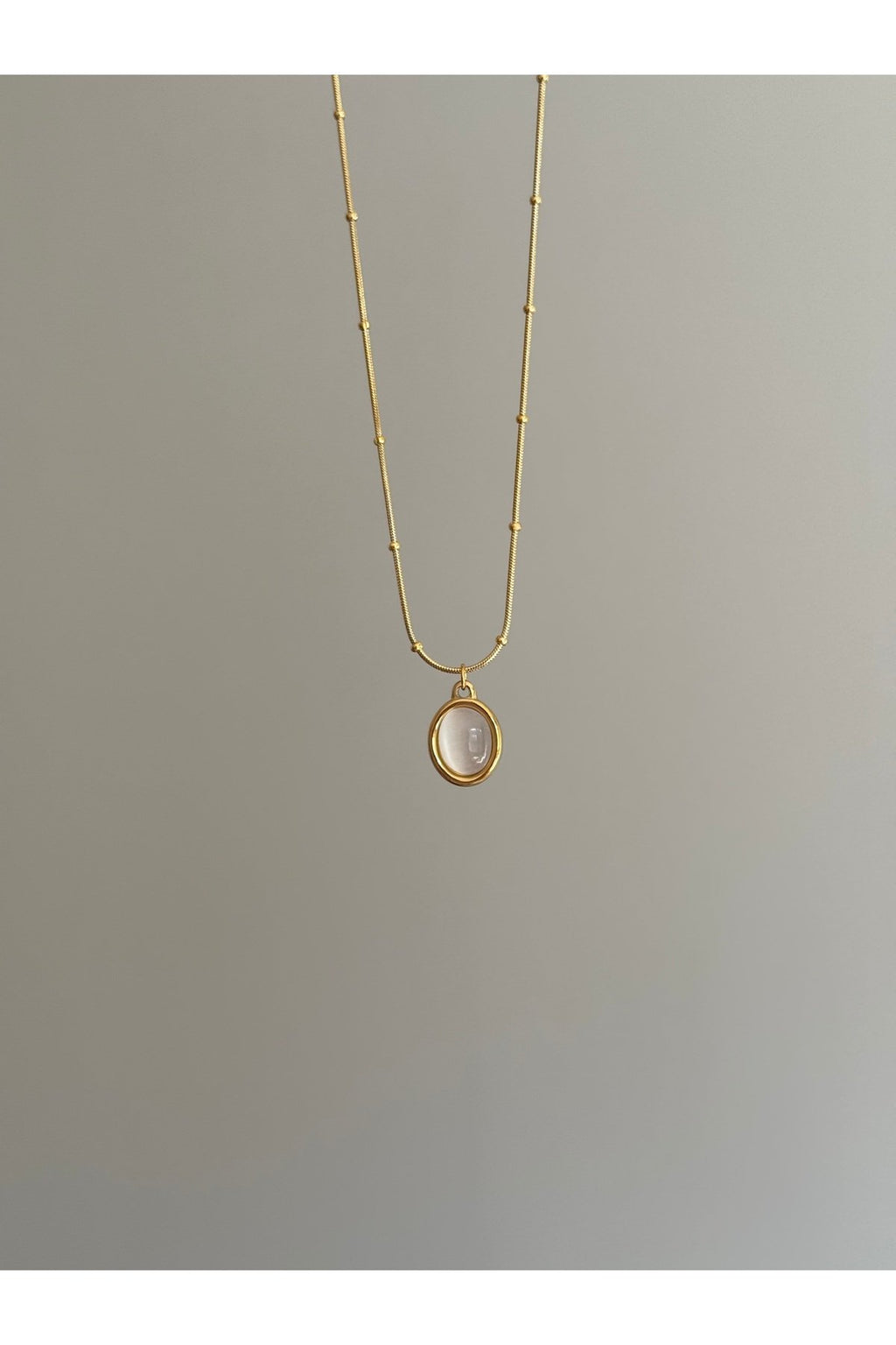 Steel Gold-Tone Dorika Chain Enamel Oval Necklace