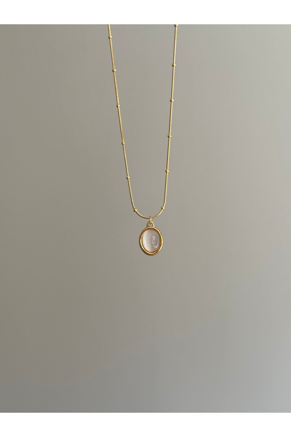 Steel Gold-Tone Dorika Chain Enamel Oval Necklace