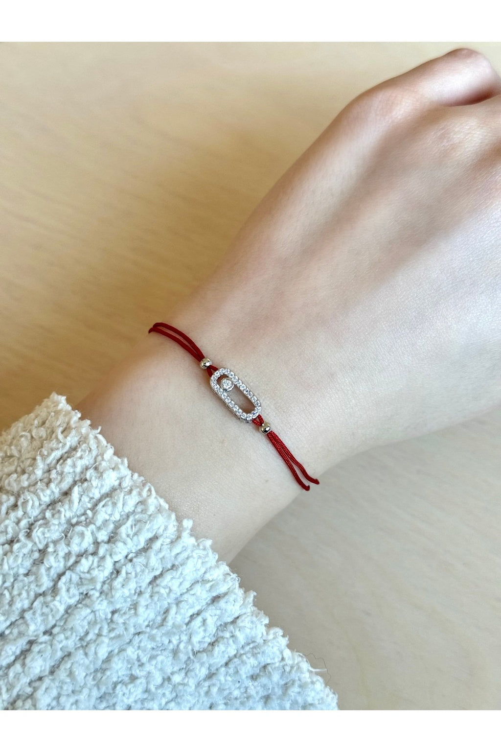 Silver Plated Red Zircon Stone Bracelet