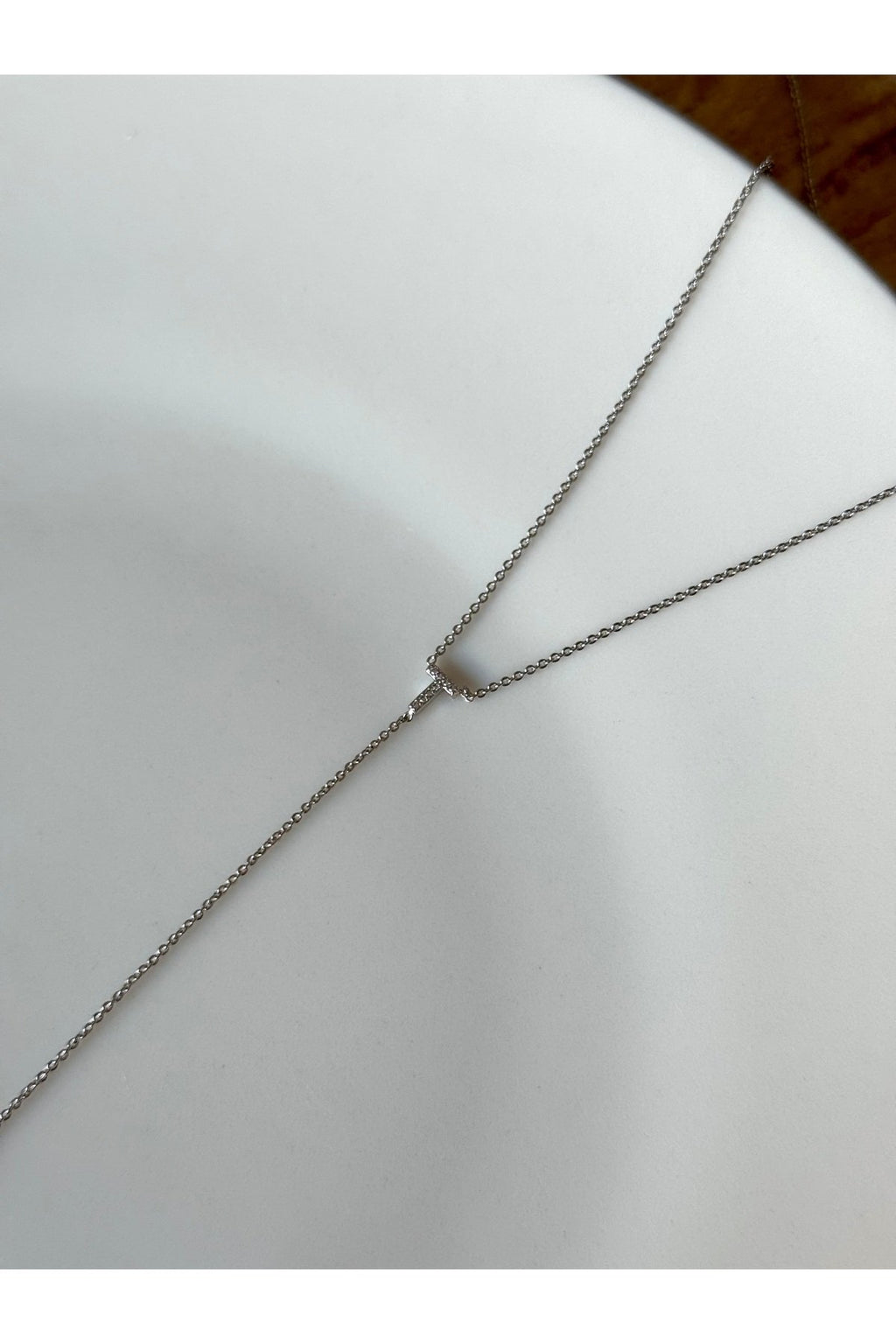 Silver Plated Zircon Stone Letter T Necklace