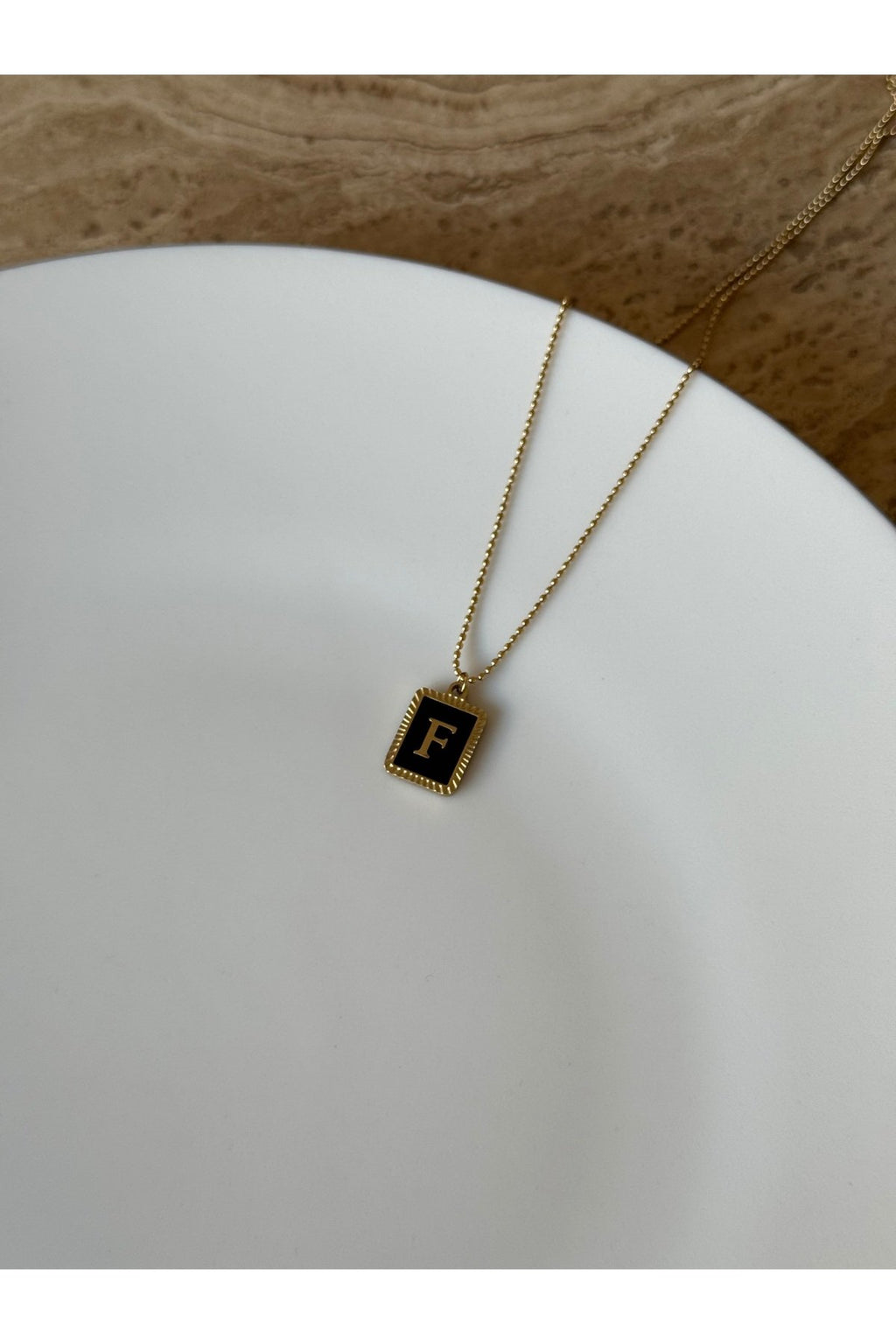 Steel Gold Color Letter F Necklace