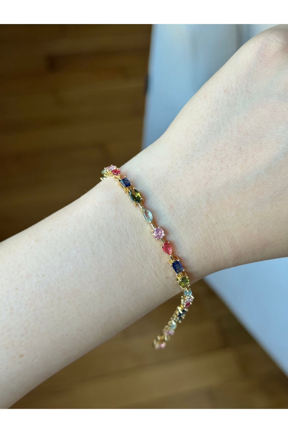 Gold Plated Zircon Stone Flower Bracelet