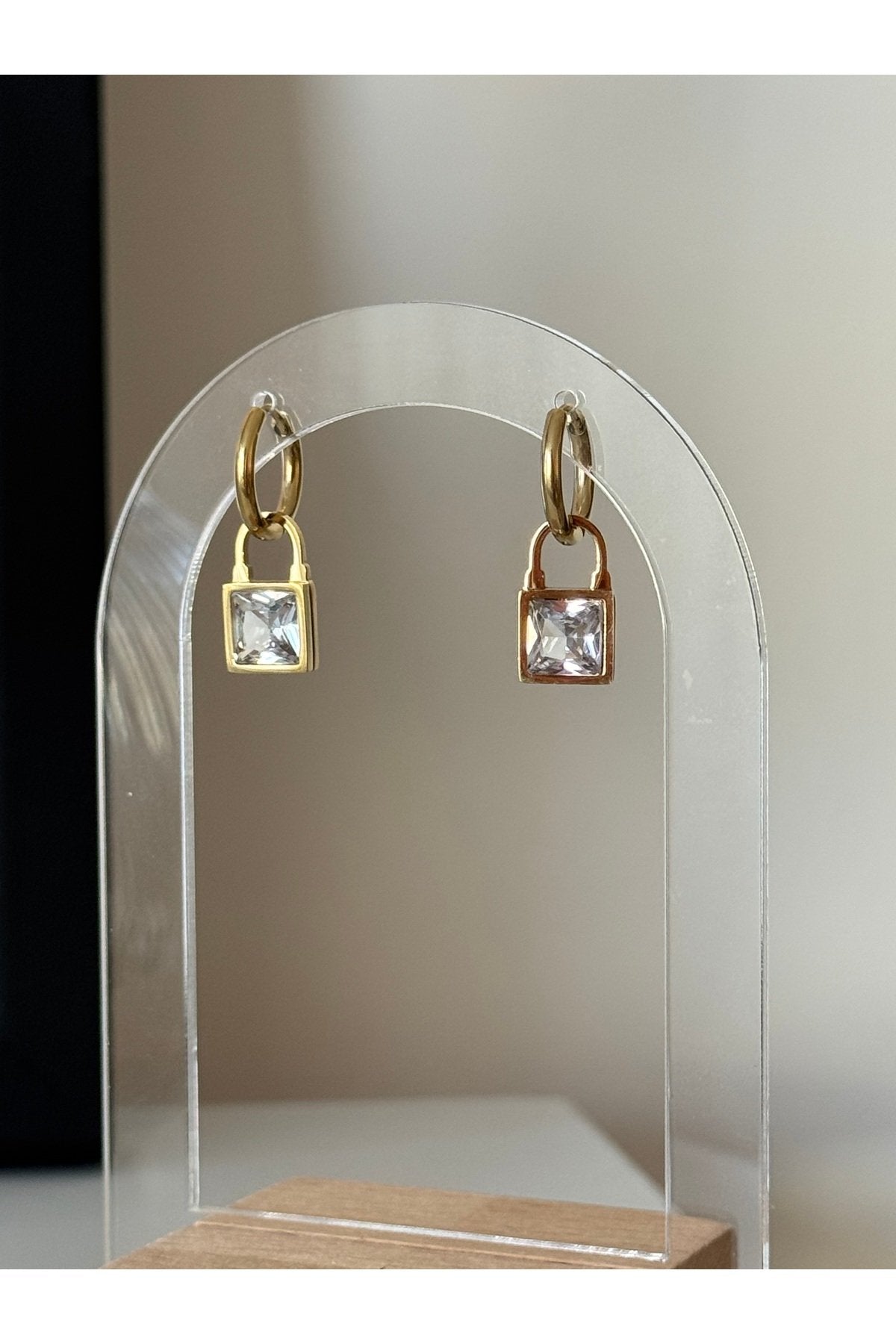 Steel Gold-Tone Dangle Earrings