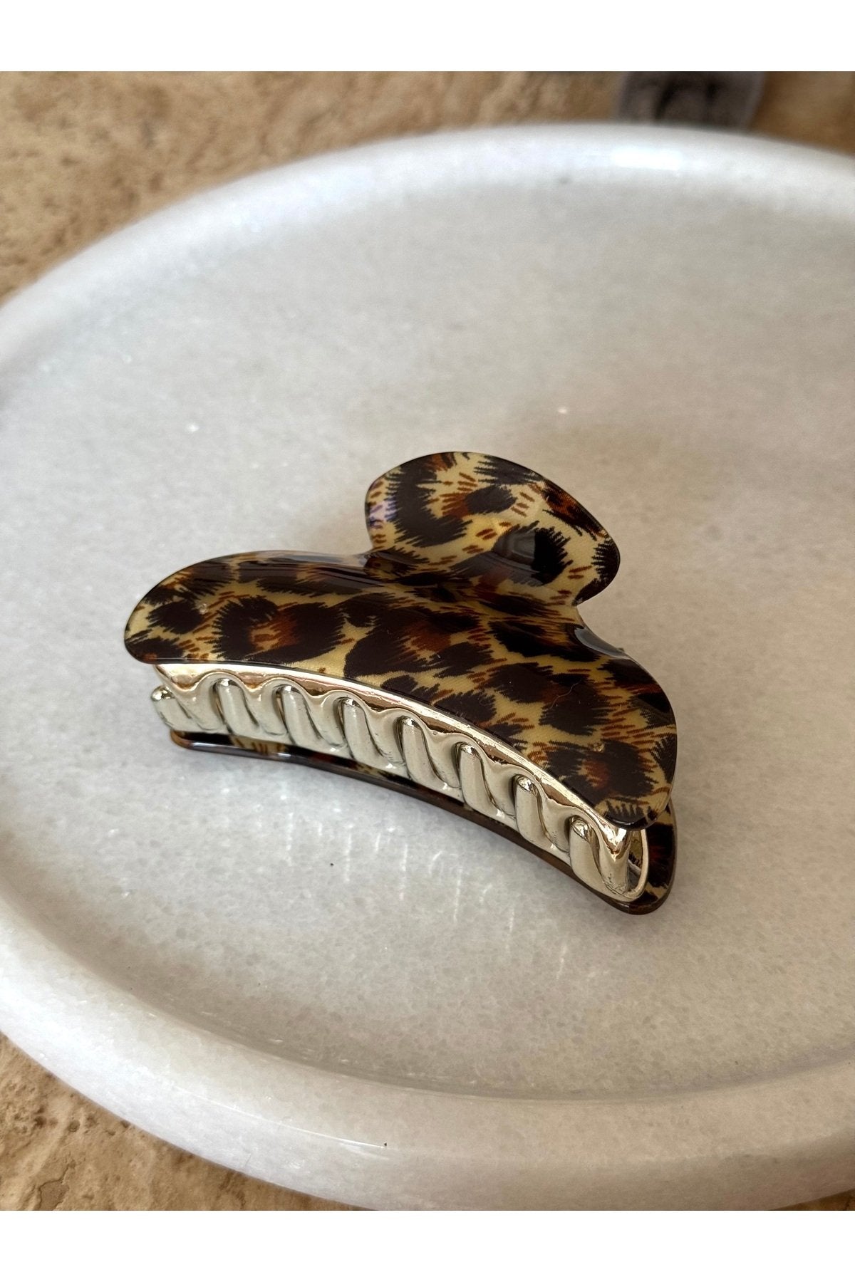 Kahverengi Leopar Desenli Mandal Toka