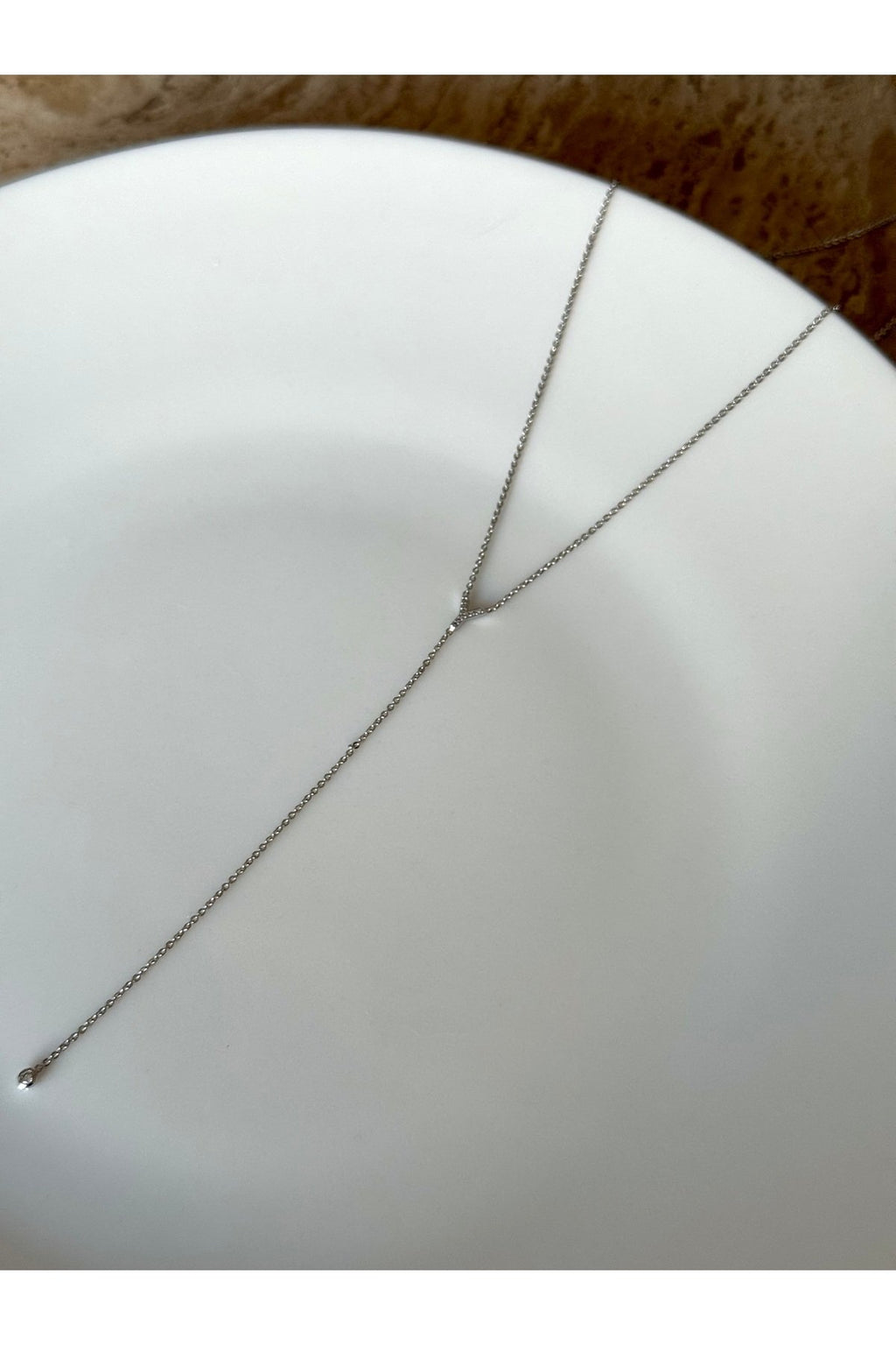 Silver Plated Zircon Stone Letter Y Necklace