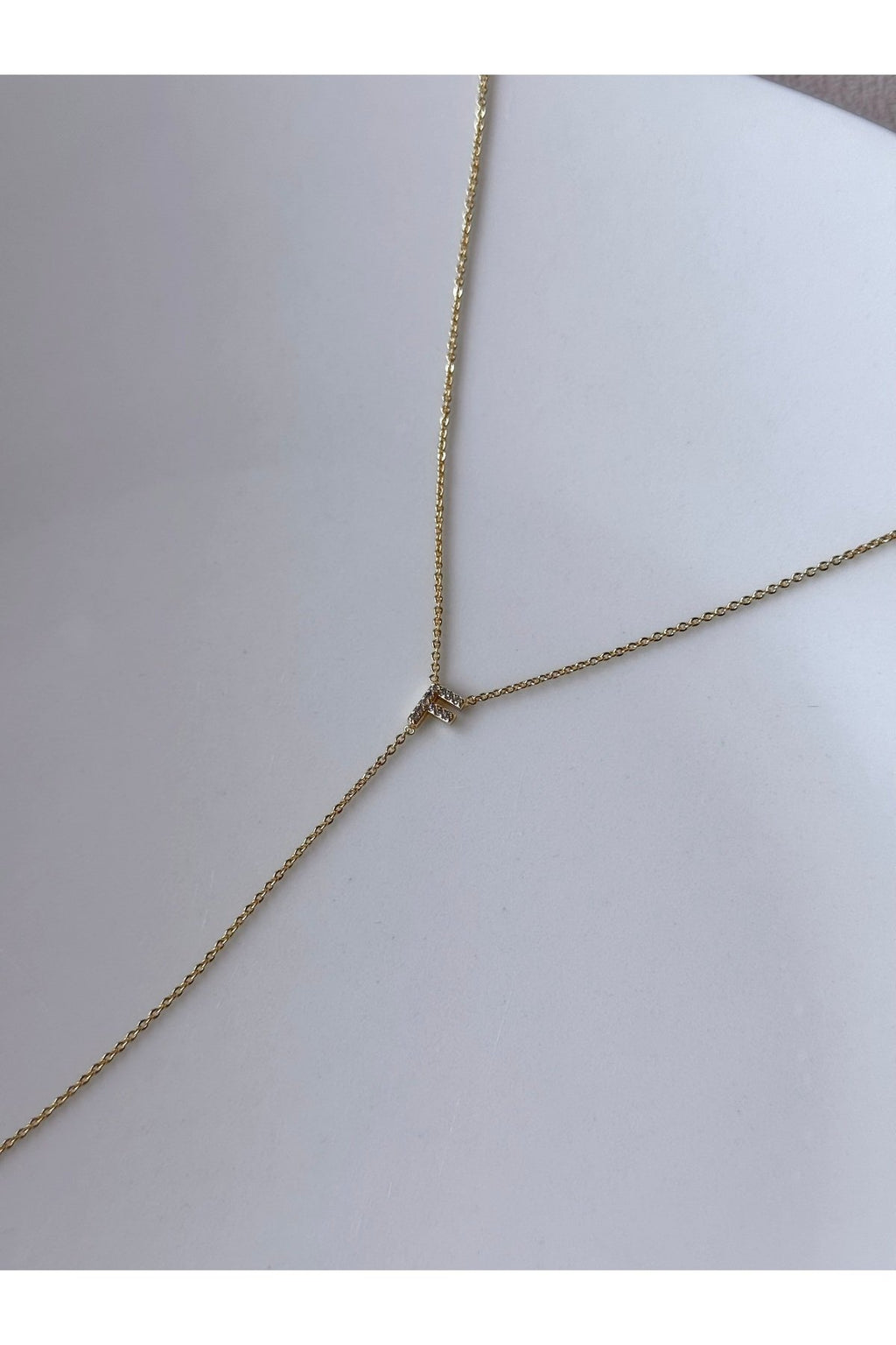 Gold Plated Zircon Stone Letter F Necklace