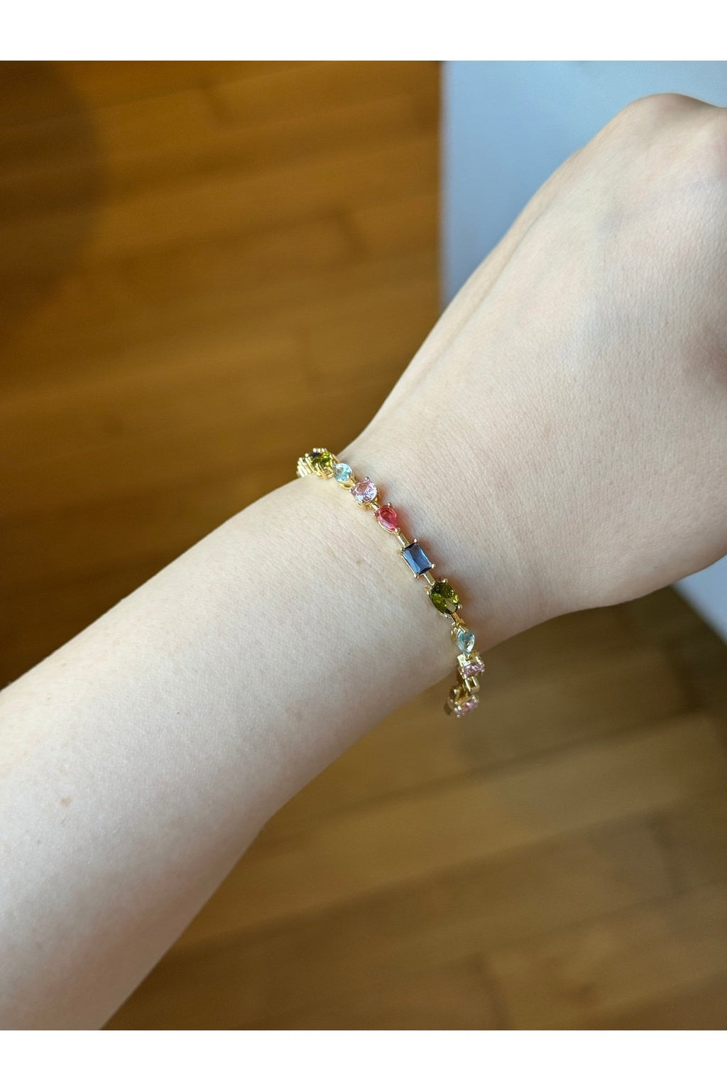 Gold Plated Zircon Stone Flower Bracelet