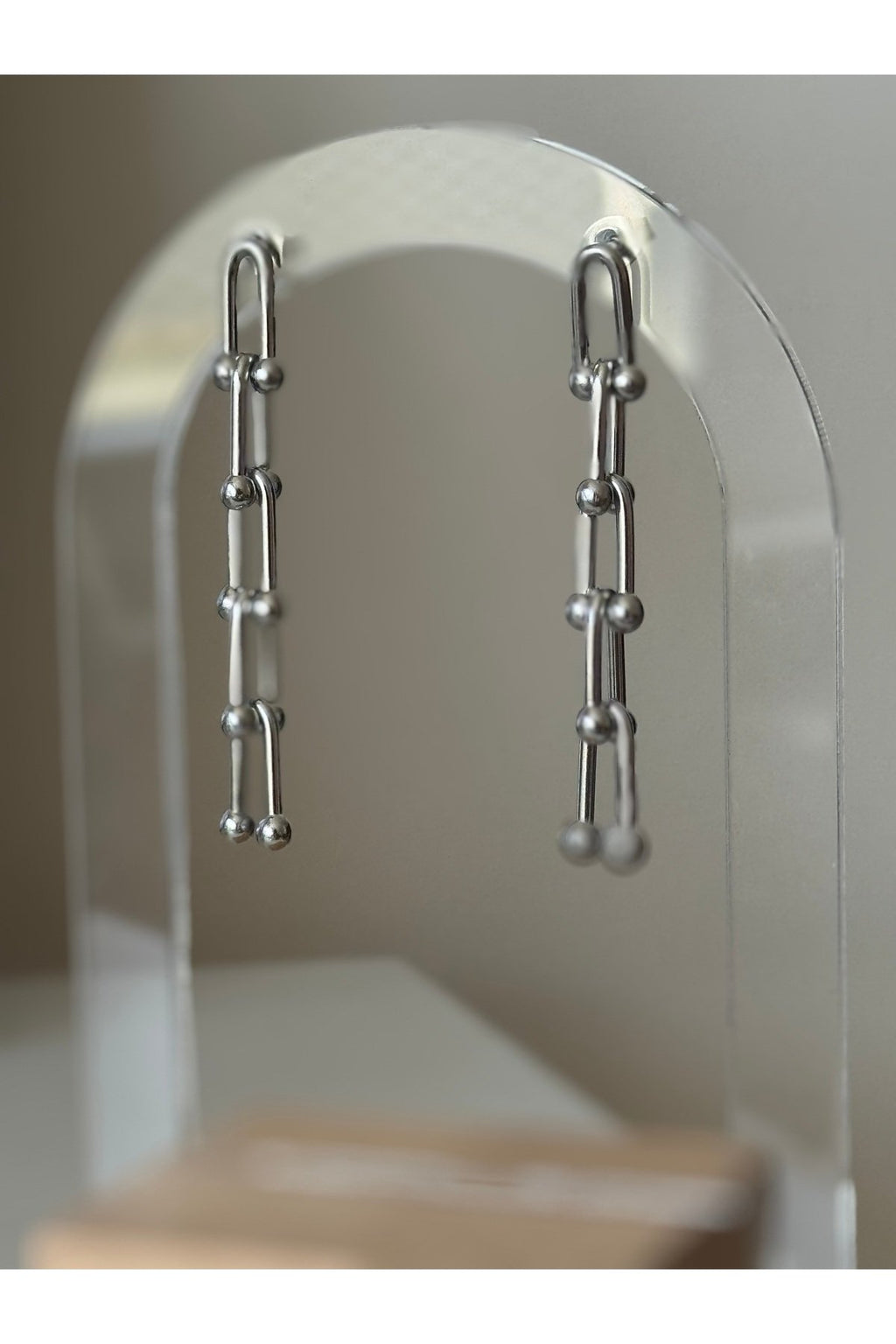 Steel Silver Color Dangle Earrings