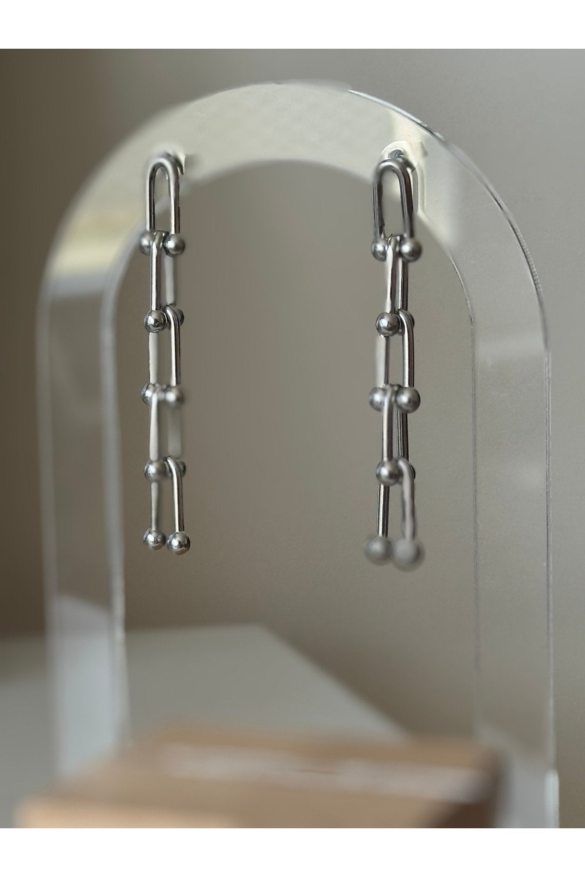 Steel Silver Color Dangle Earrings