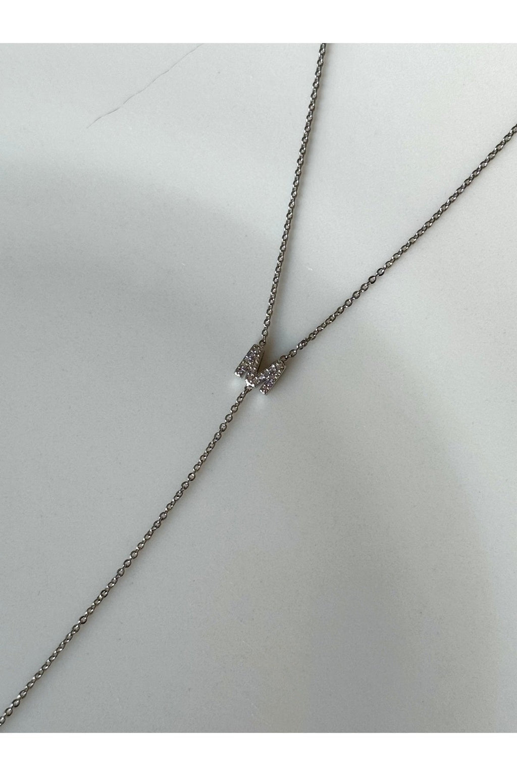 Gümüş Kaplama Zirkon Taşlı M Harfi Kolye