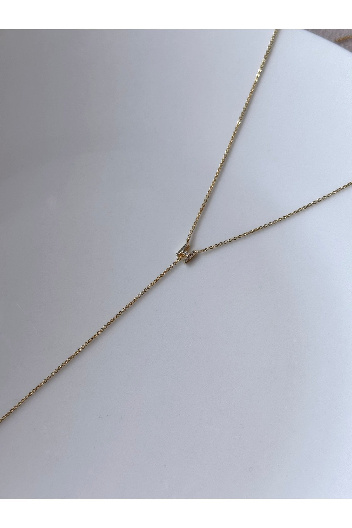Gold Plated Zircon Stone Letter H Necklace