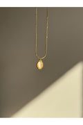 Steel Gold-Tone Dorika Chain Enamel Oval Necklace