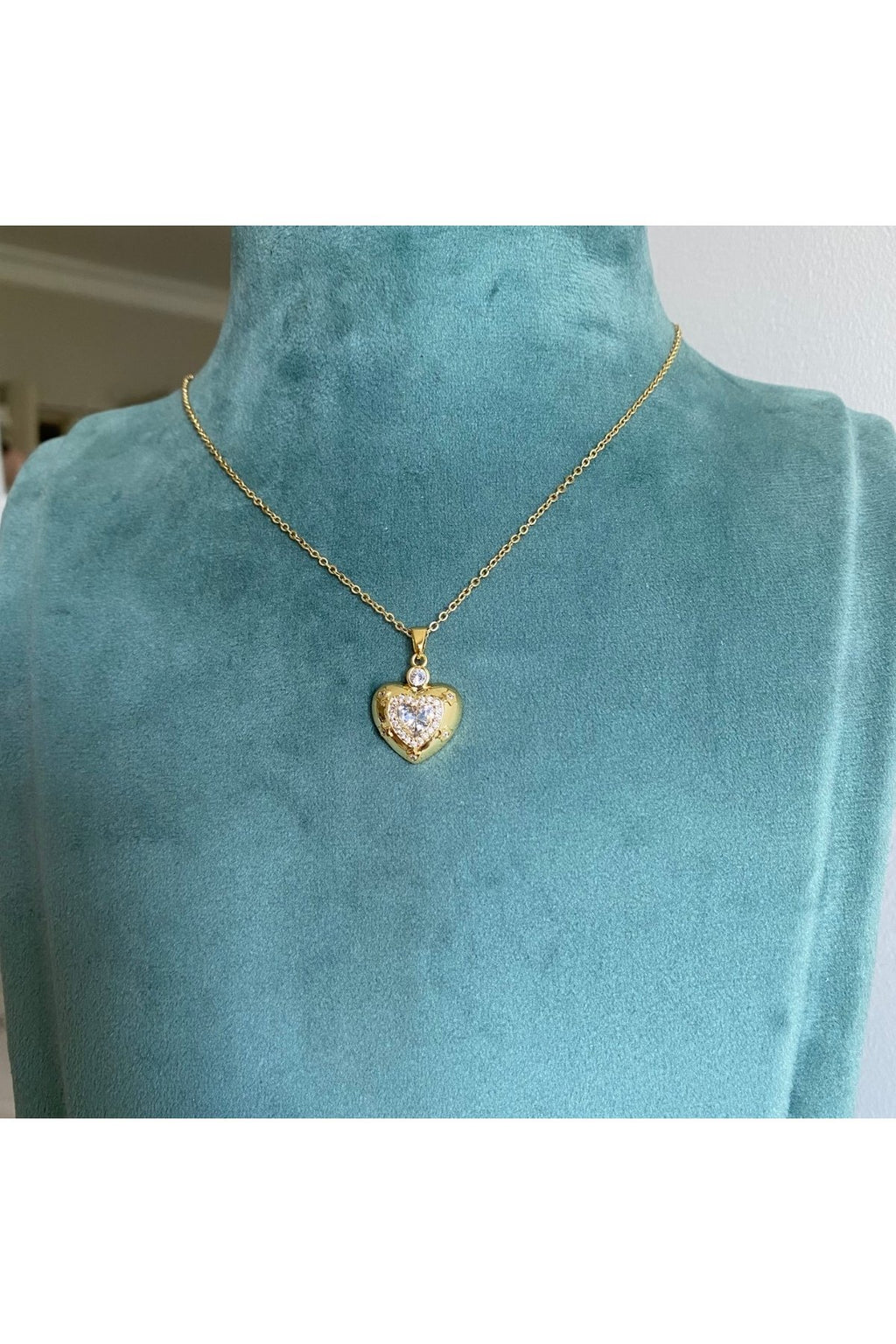 Steel Gold Tone Heart Necklace