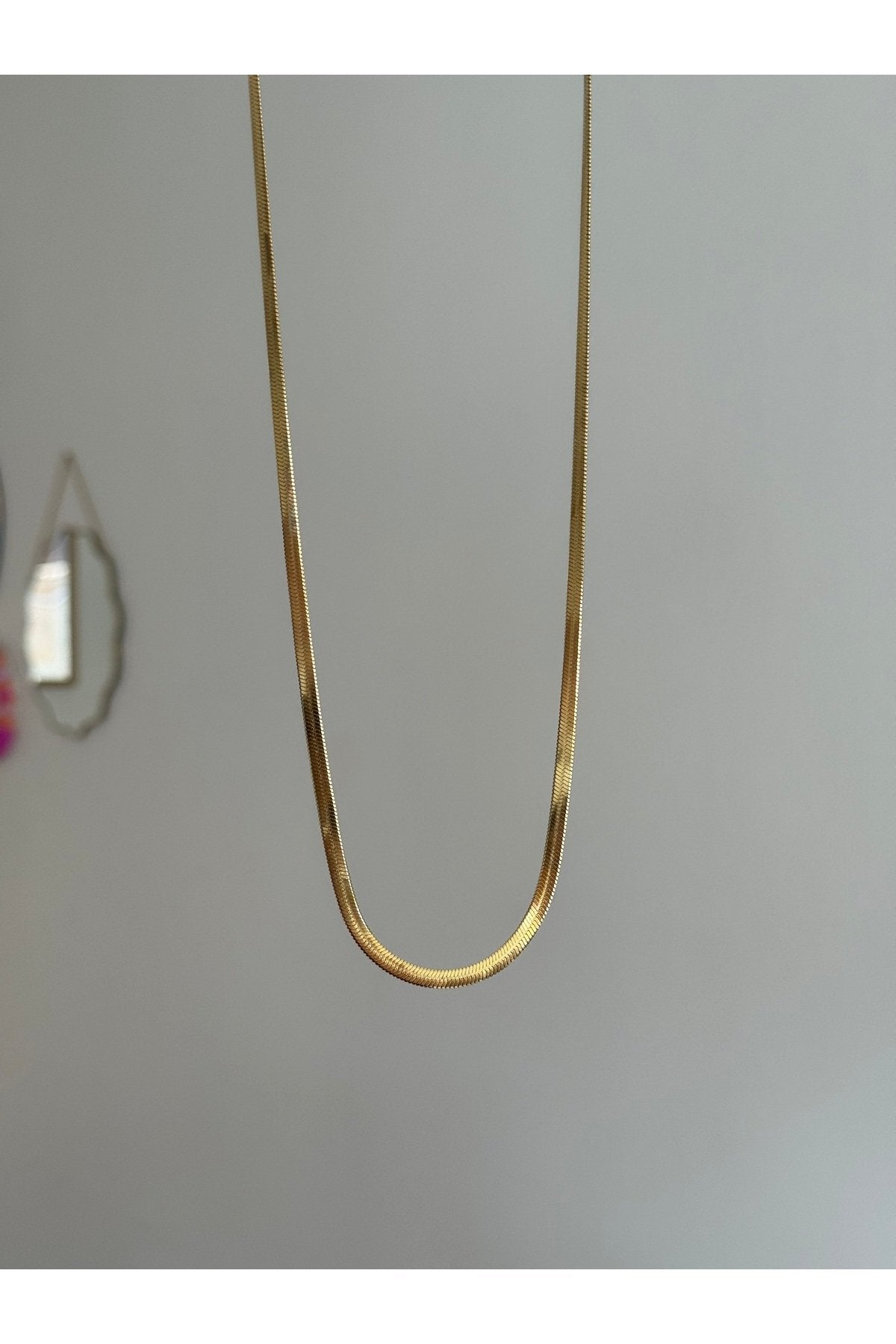 Steel Gold Tone Italian Chain Necklace