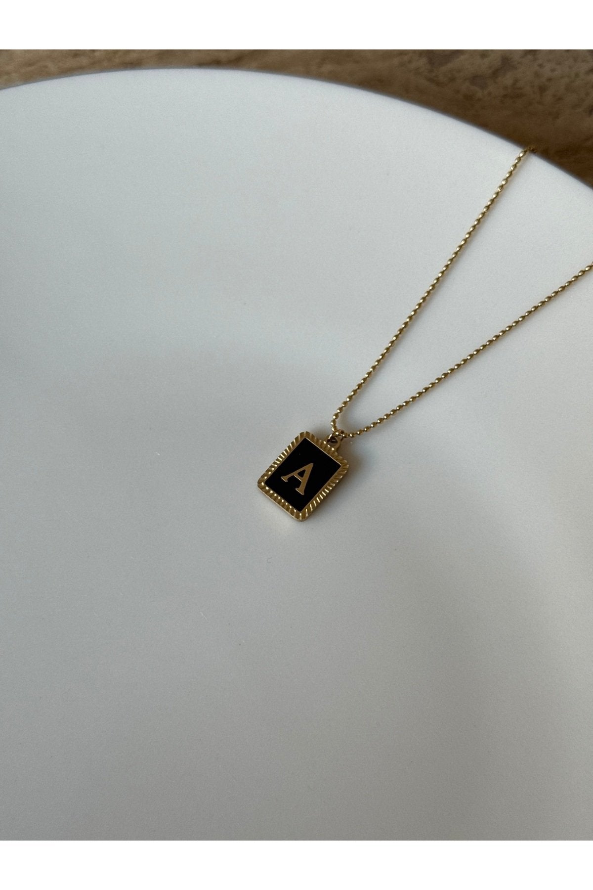 Steel Gold-Tone Letter A Necklace