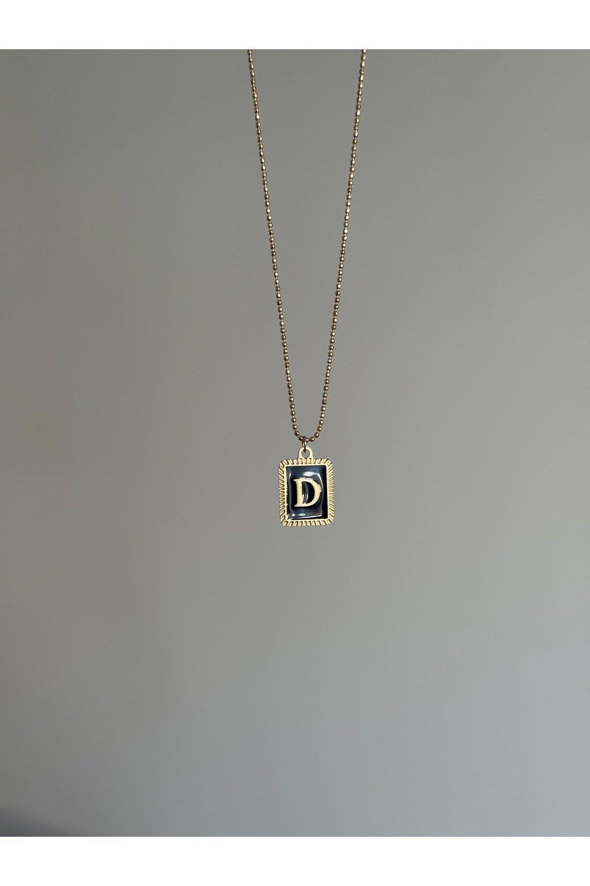Steel Gold-Tone Letter D Necklace