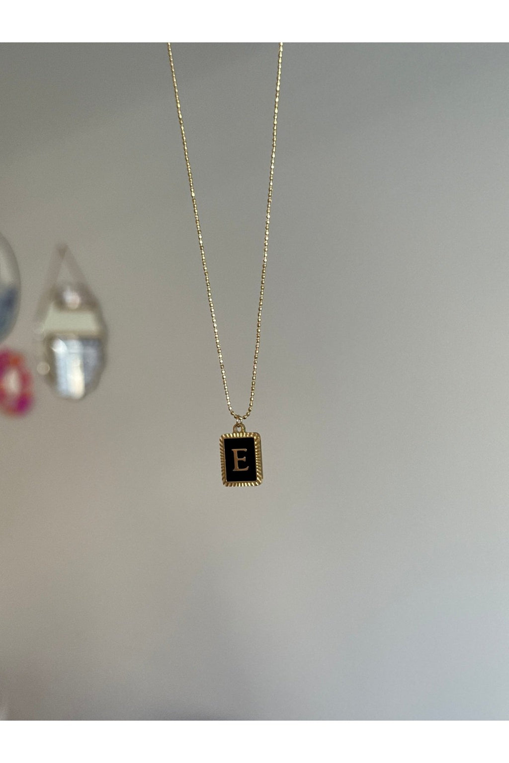 Gold-Colored Steel Letter E Necklace
