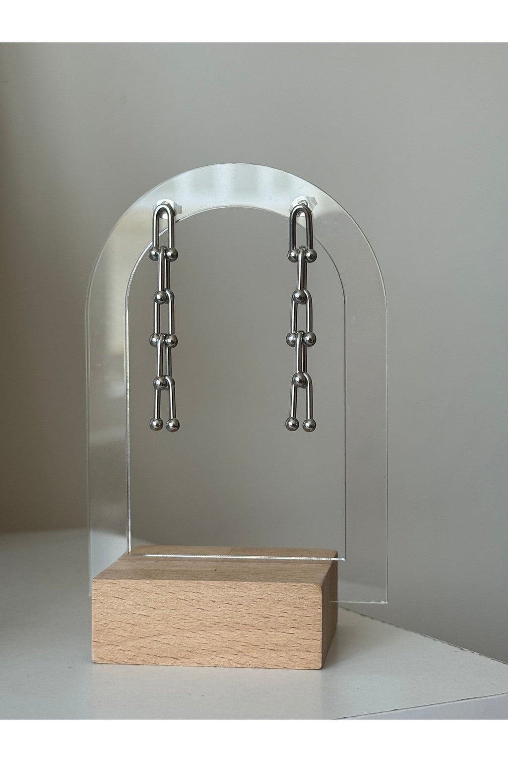 Steel Silver Color Dangle Earrings