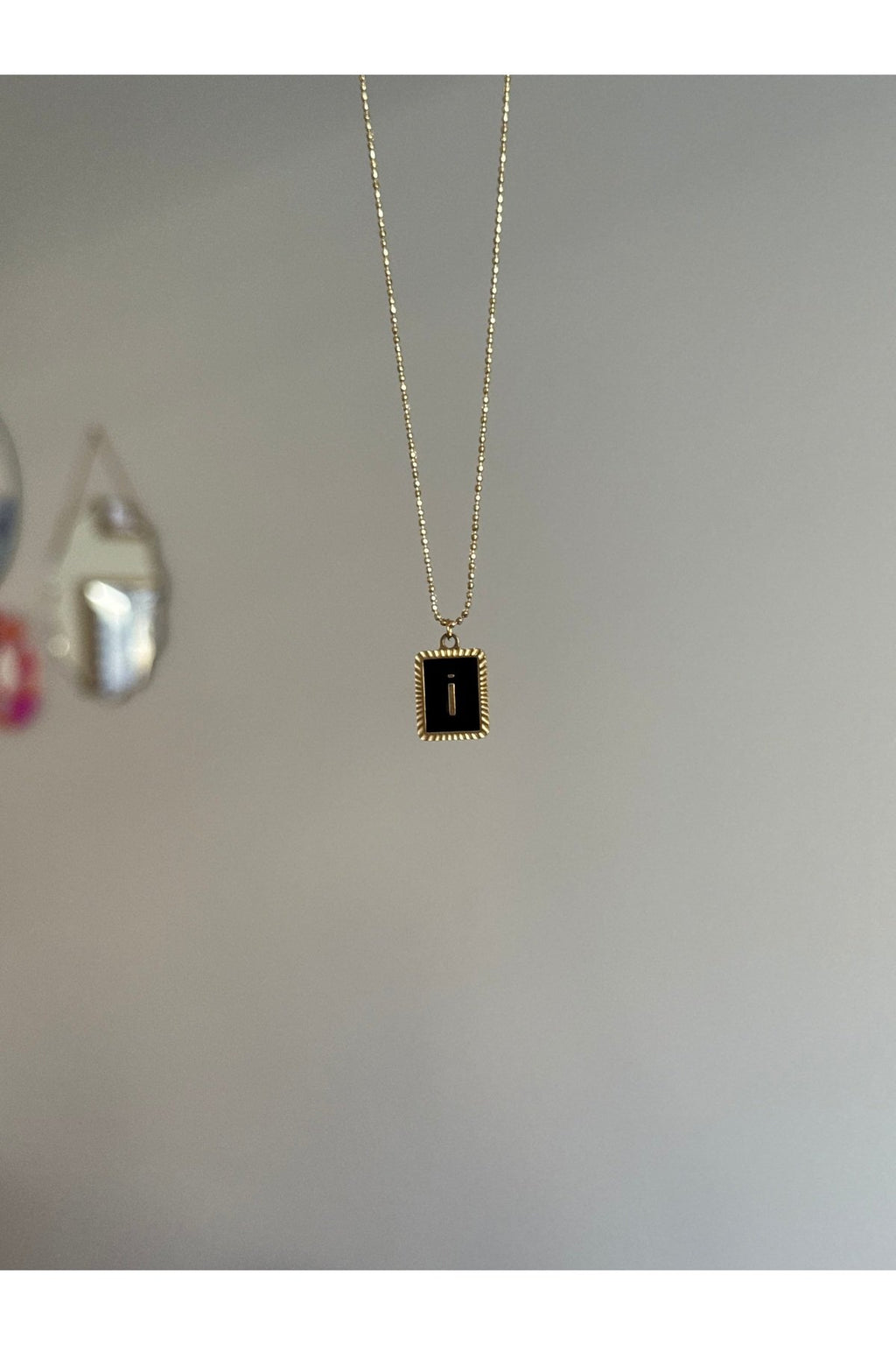 Steel Gold Tone Letter I Necklace