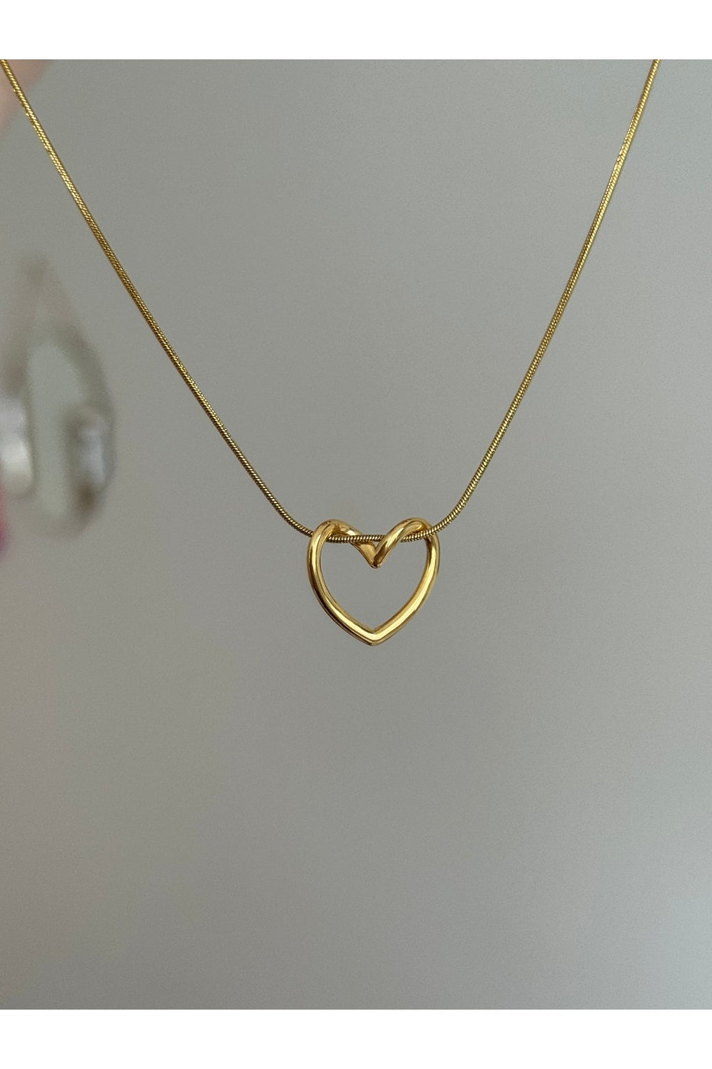 Steel Gold Tone Heart Necklace