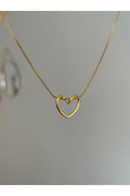 Steel Gold Tone Heart Necklace
