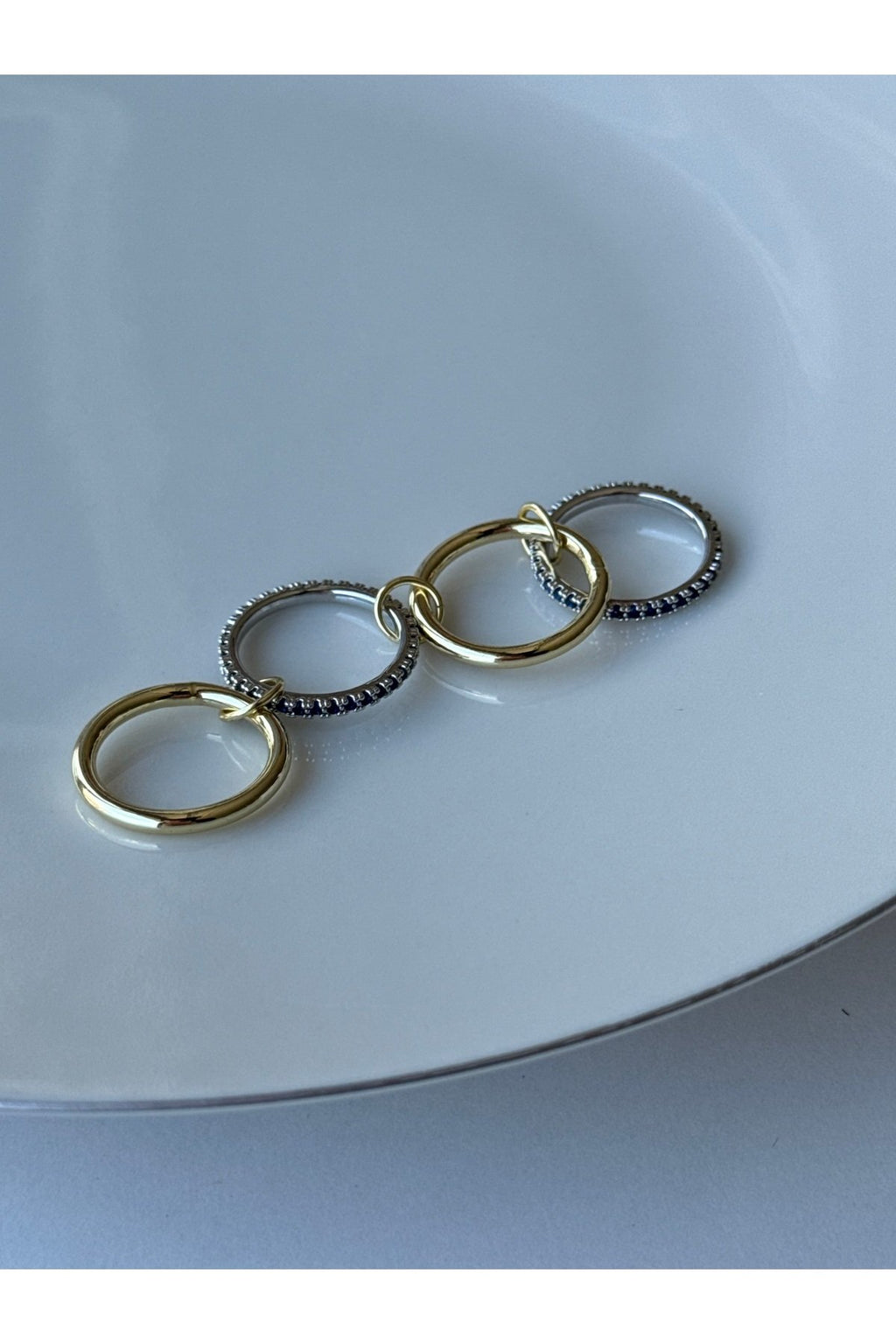 Gold Plated Navy Blue Zircon Stone Multi-Ring